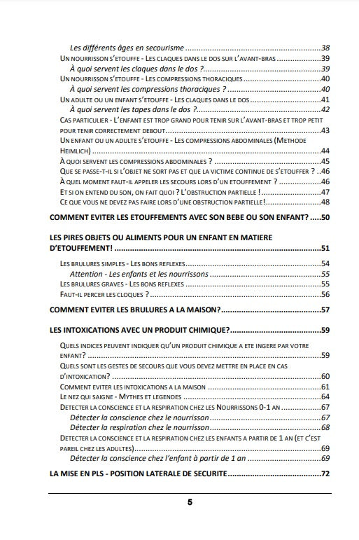 sommaire guide premiers secours bebe