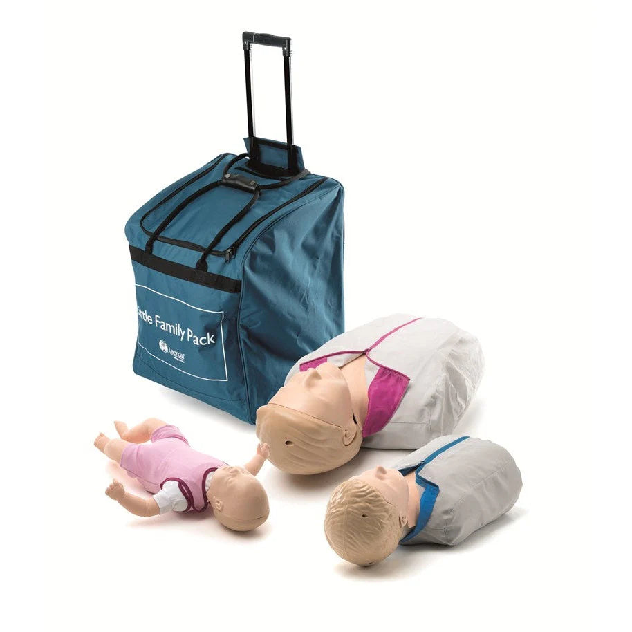 Mannequins de formation adulte, enfant et bébé avec leur sac de transport