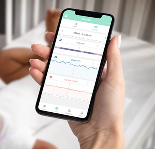 Application Owlet Smart Sock 3 affichant des mesures sur un téléphone