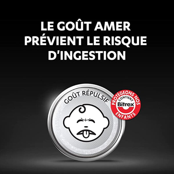 Pile goût amer sécurité bébé étouffement ingestion
